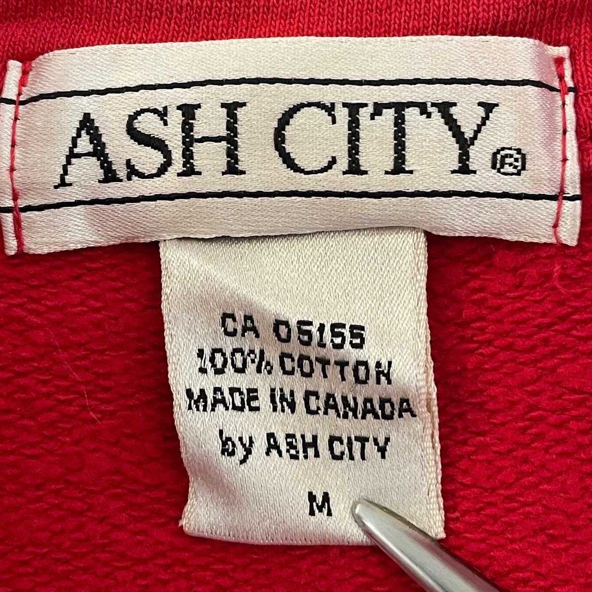 ASHCITY】カナダ製 ハーフジップ スウェット トレーナー 刺繍 US古着