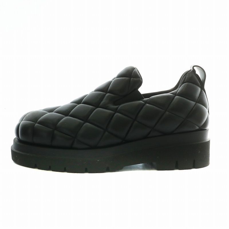 ボッテガヴェネタ BOTTEGA VENETA スリッポン ローファー レザー キルティング 厚底 ラウンドトゥ 43 28cm 黒 ブラック |XZ GY17