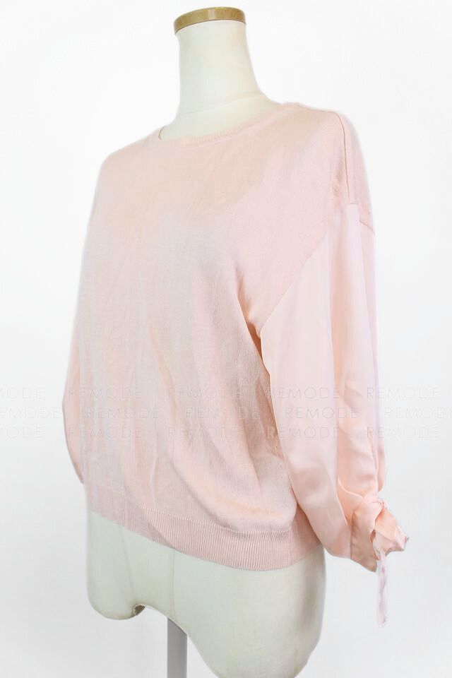 FOXEY｜シフォンリボンスリーブニットプルオーバー