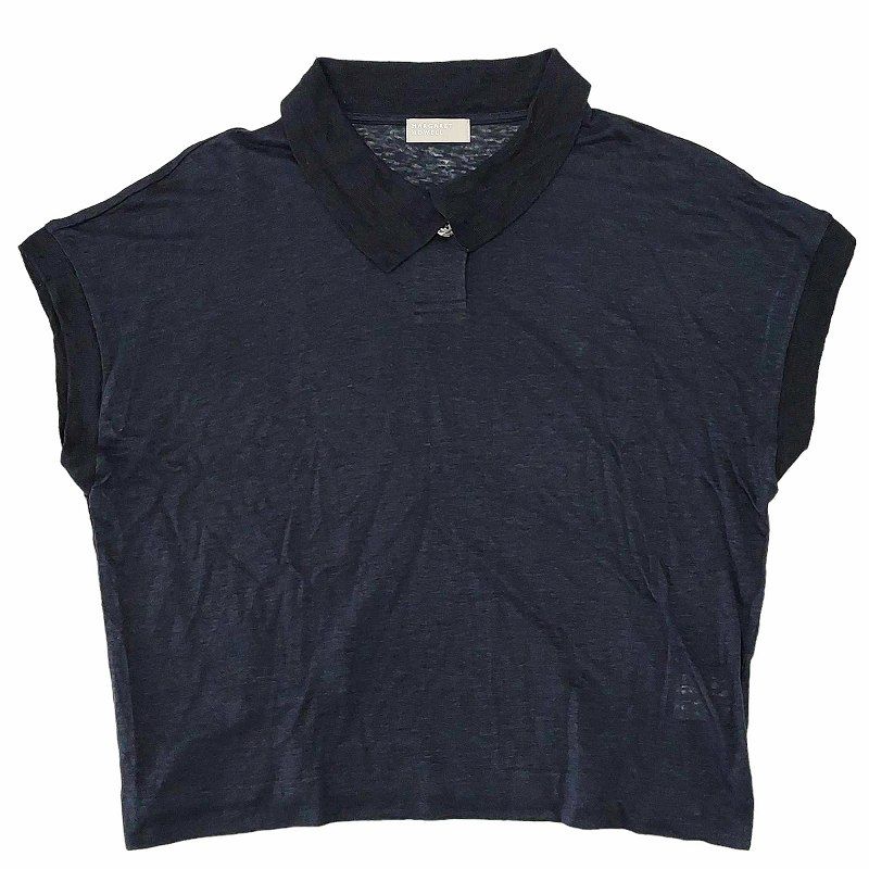 新品タグ付■MARGARET HOWELL リネン フレンチスリーブ ポロシャツ マーガレットハウエル MARGARET HOWELL 22SS LINEN JERSEY POLO MHL