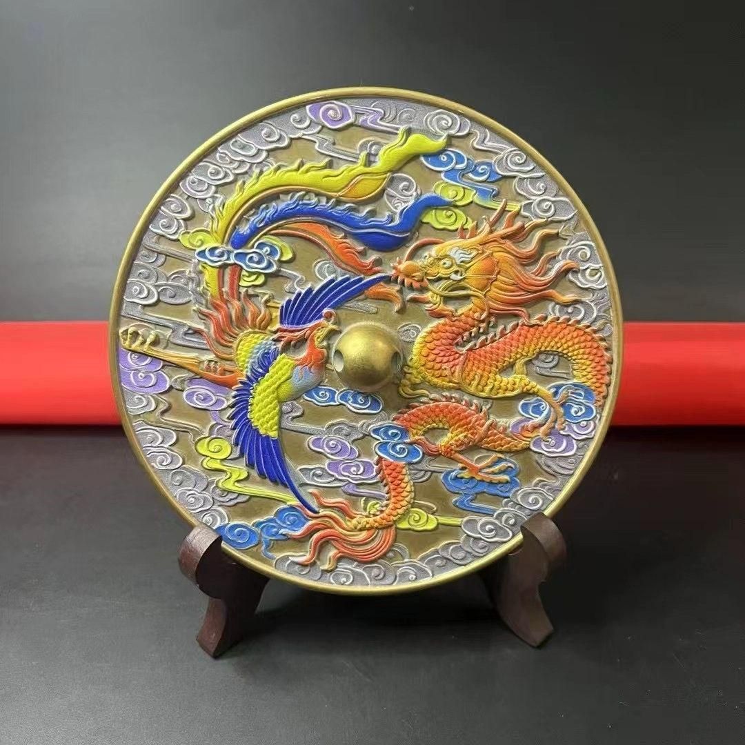 銅器 銅碗 龍鳳碗 リビング 玄関 書架 装飾品 工芸品 置物 銅鏡 龍鳳鏡 家 玄関 リビング 装飾品 工芸品 置物 - メルカリ