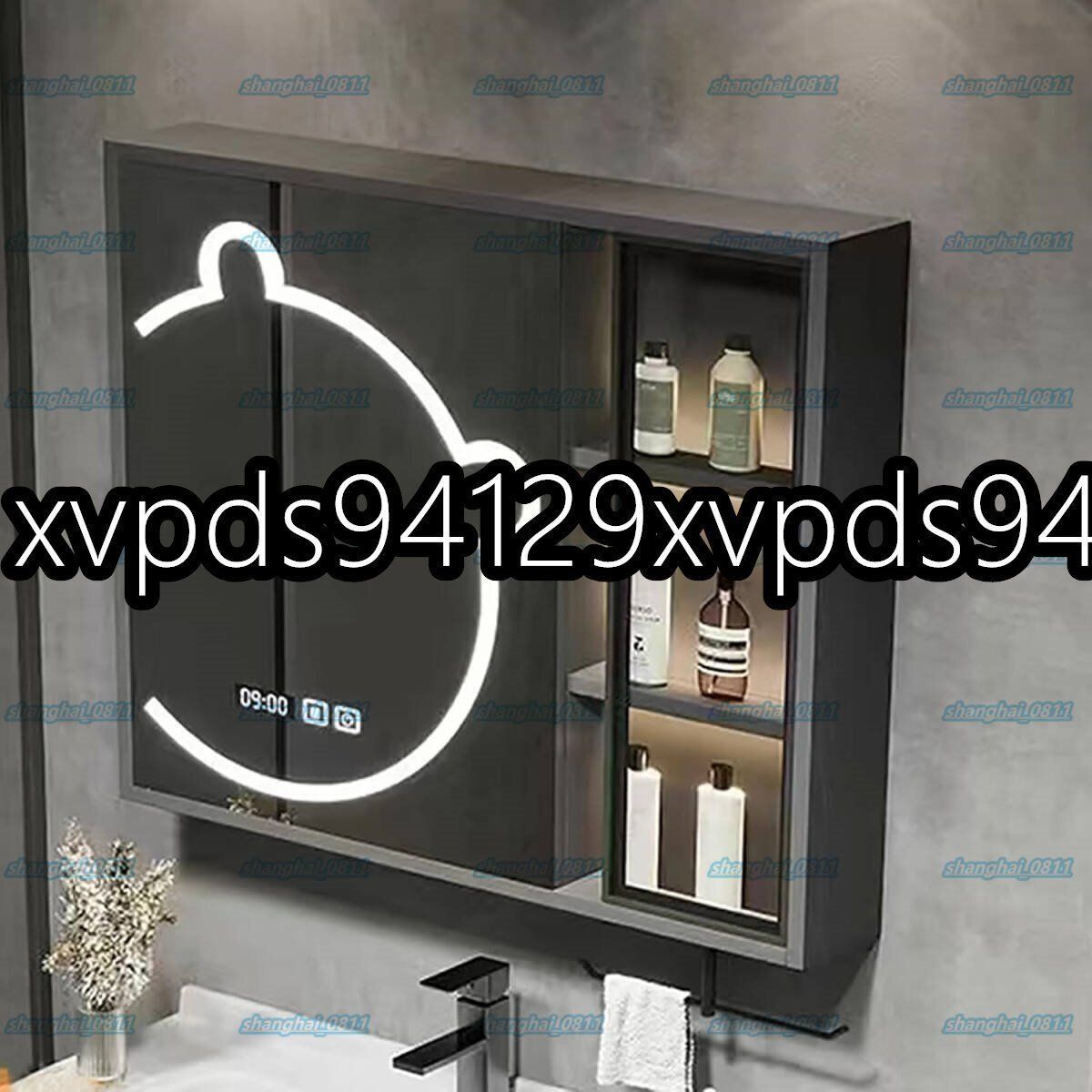 ★新品未使用☆＊ＬＥＤ照明付きミラーキャビネット LED一体型ミラーキャビネット 曇り止めヒーター付き 一面鏡 三面