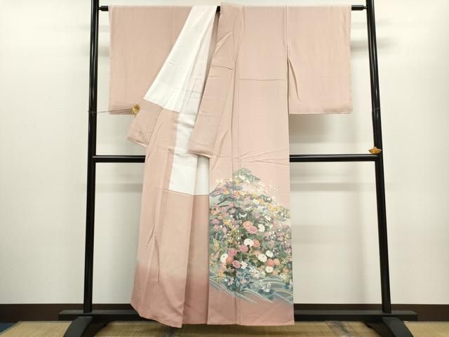 平和屋着物●十日町友禅作家 岡村蒼風 松竹梅立波枝花文 暈し染め 正絹 CAAX6336ze