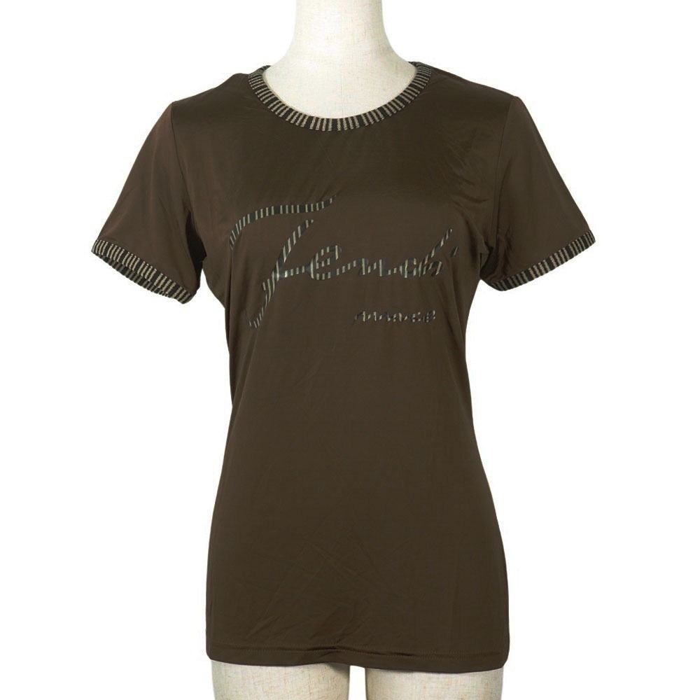 FENDI フェンディ ロゴ パイピンク レーヨン 茶 レディース 半袖Ｔシャツ