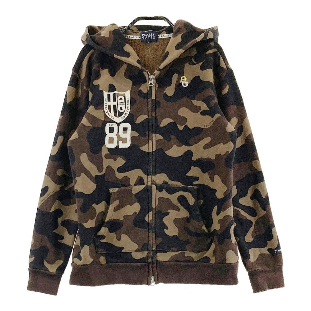 パーリーゲイツインレイJQ裏起毛迷彩柄パーカーサイズ5 PEARLY GATES