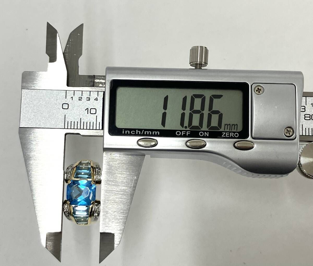 Pt900 プラチナ900 K18 18金 ダイヤ0.08ct 14.5号 8.1g ブルー