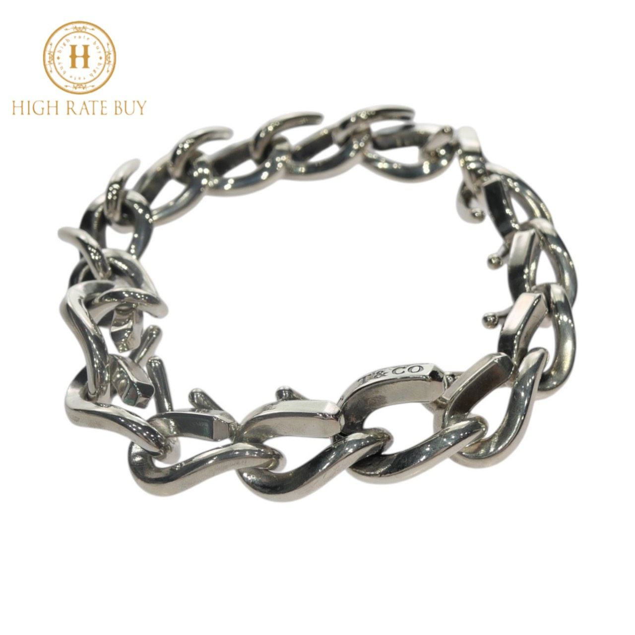 TIFFANY-Co. ティファニー フォージ リンク ブレスレット ラージ SV925 スターリングシルバー チェーン アクセサリー メンズ