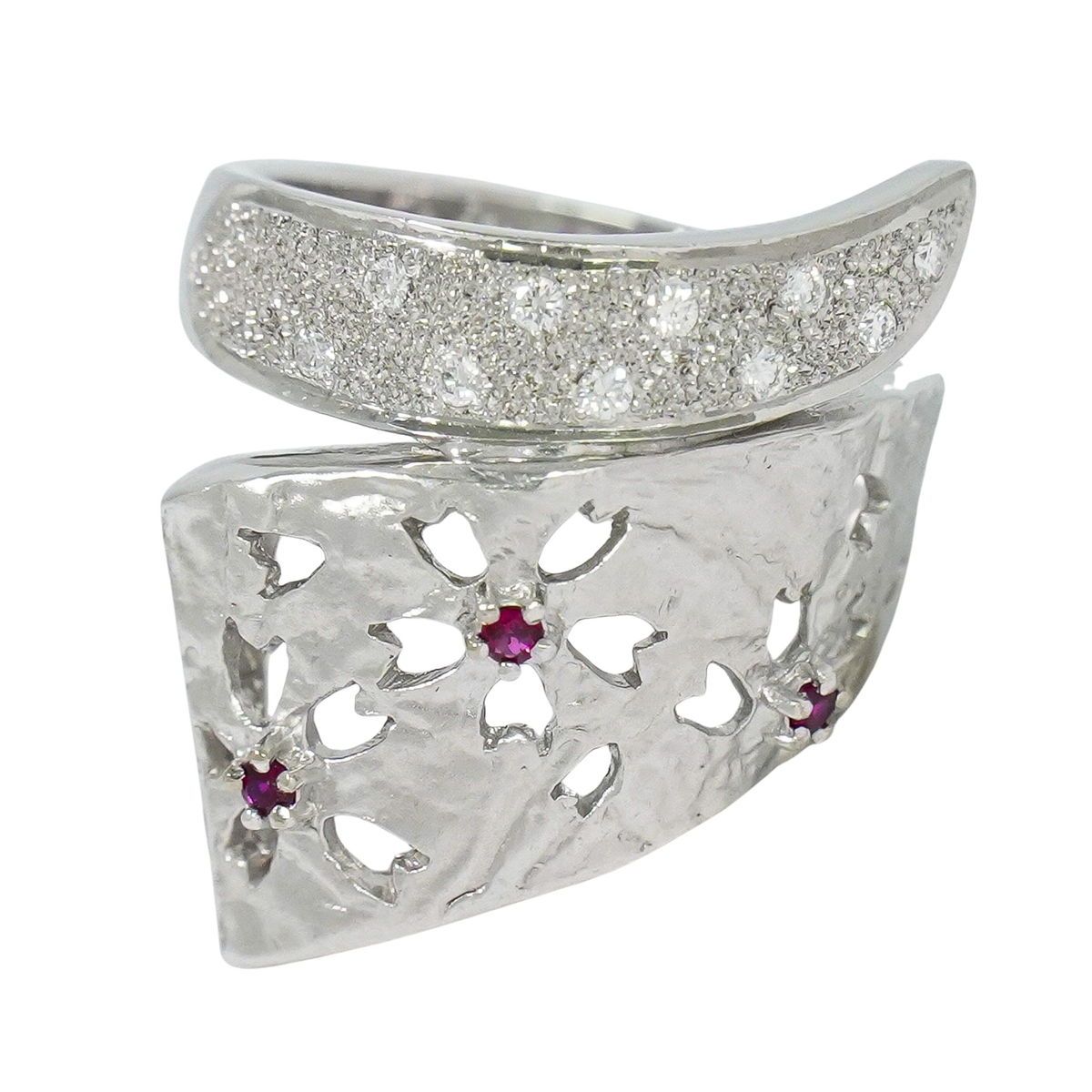 本物 ルビー 0.05ct ダイヤモンド 0.10ct K18 YG WG リング 水野薫子  