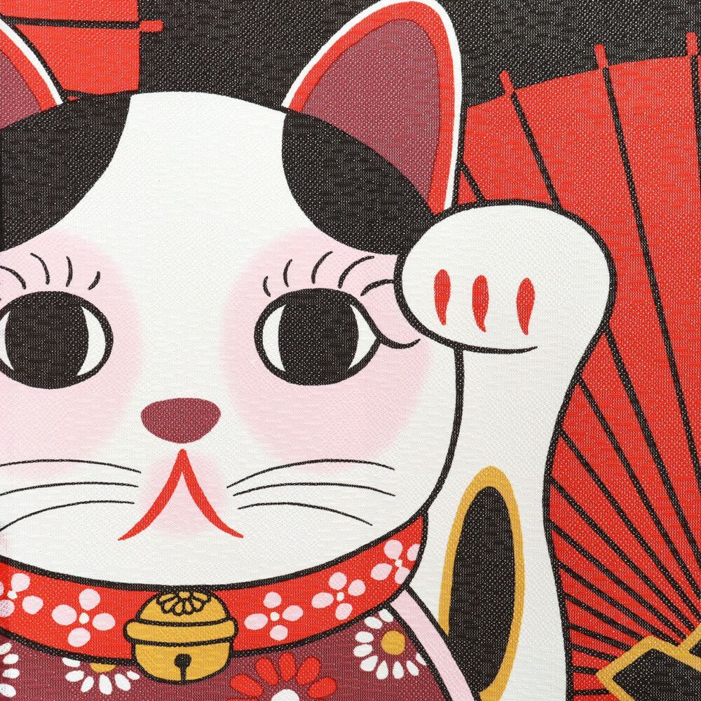 招福のれん番傘招きねこのれん日本製暖簾 目隠し 和柄 和風 招福のれん番傘招きねこのれん日本製暖簾 目隠し 和柄 和風