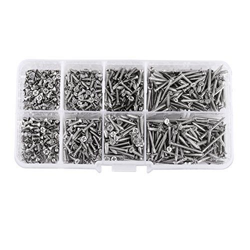 800pcs タッピングスクリュー タッピンネジ タッピンねじ ニッケルメッキ炭素鋼 耐熱性 耐腐食 高硬度 汎用 M2*4mm 5mm 6mm 8mm 10mm 12mm 16mm 20mm 800pcs入り