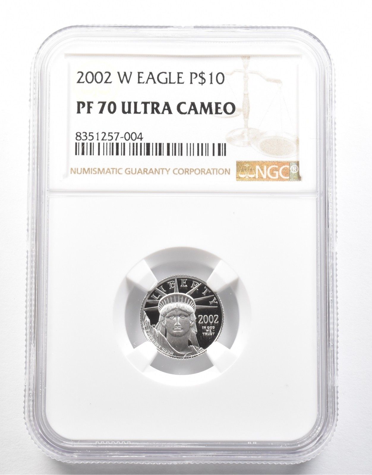 2002W 10ドル アメリカン プラチナ イーグル 1|10オンス プラチナ PF70 UCAM NGC *0772