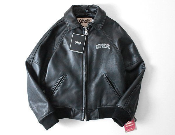 【未使用】 SUPREME × Schott Martin Wong Supreme Schott 8-Ball Leather Varsity  Jacket レザージャケット S 黒 シュプリーム ショット CCC