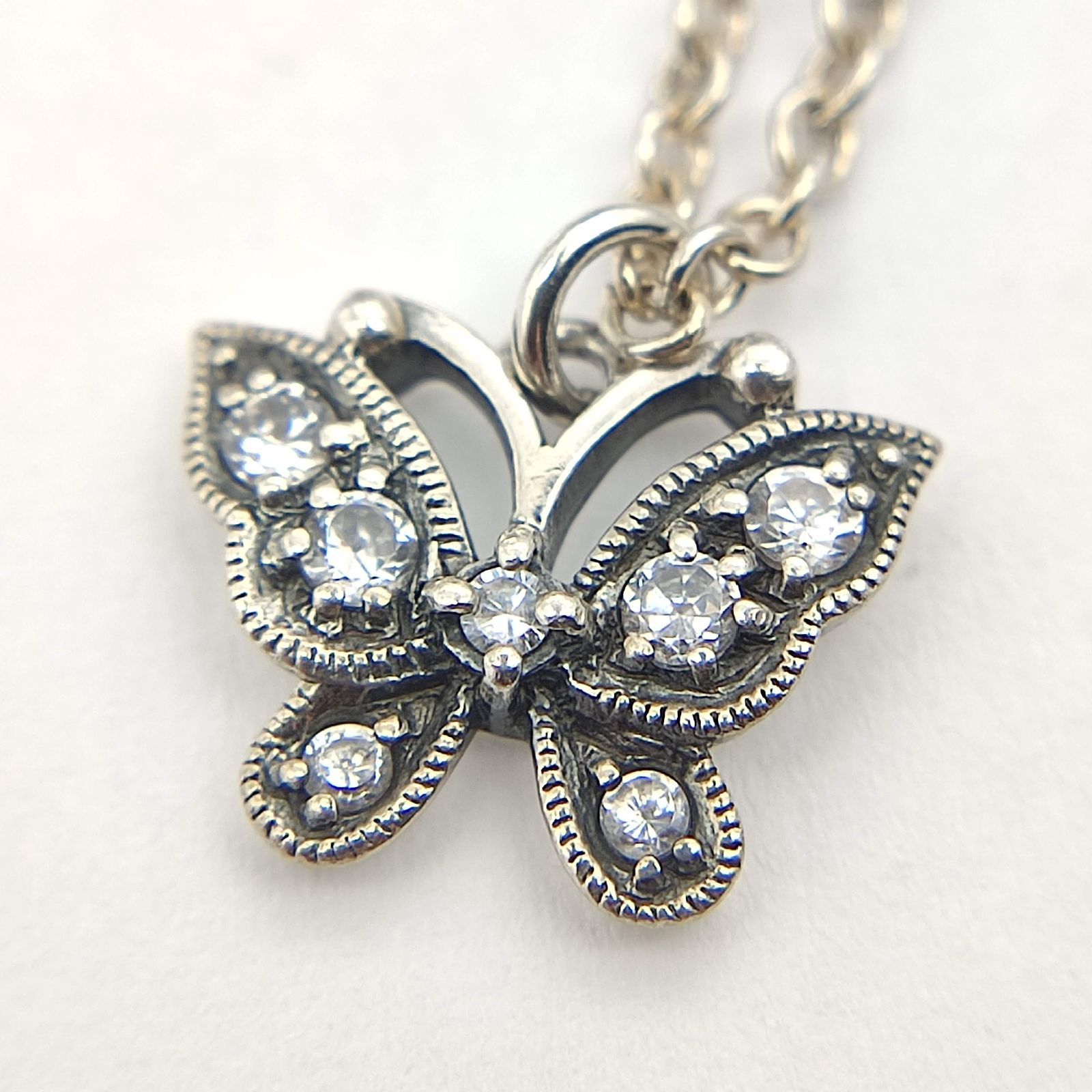 【美品】アナスイ ネックレス バタフライ ラインストーン シルバー ANNA SUI アナスイ ネックレス2点 美品 シルバーカラー