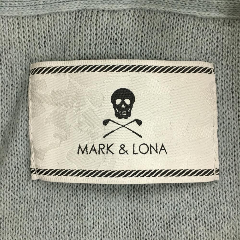 美品】マークアンドロナ ニットジップパーカー 黒×ライトブルー スカル