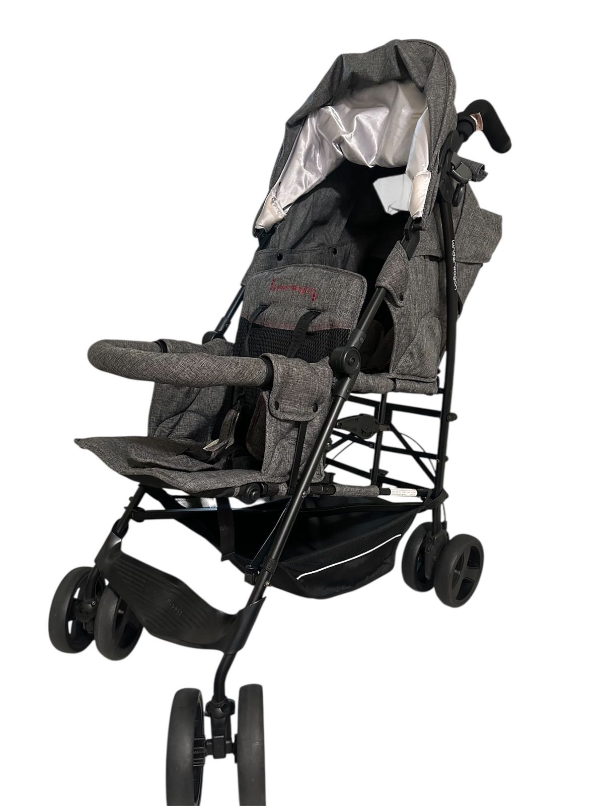 Kinderwagon DUOシティ 二人乗りベビーカー グレー 軽量 コンパクト 折りたたみ式