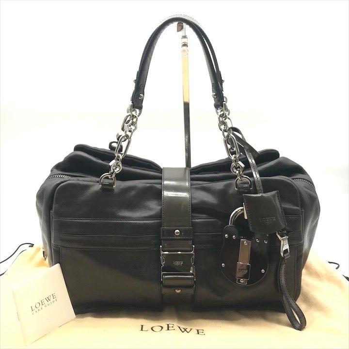 ロエベ ローラ ブラック バッグ LOEWE ボストンバッグ ローラ ゴールド