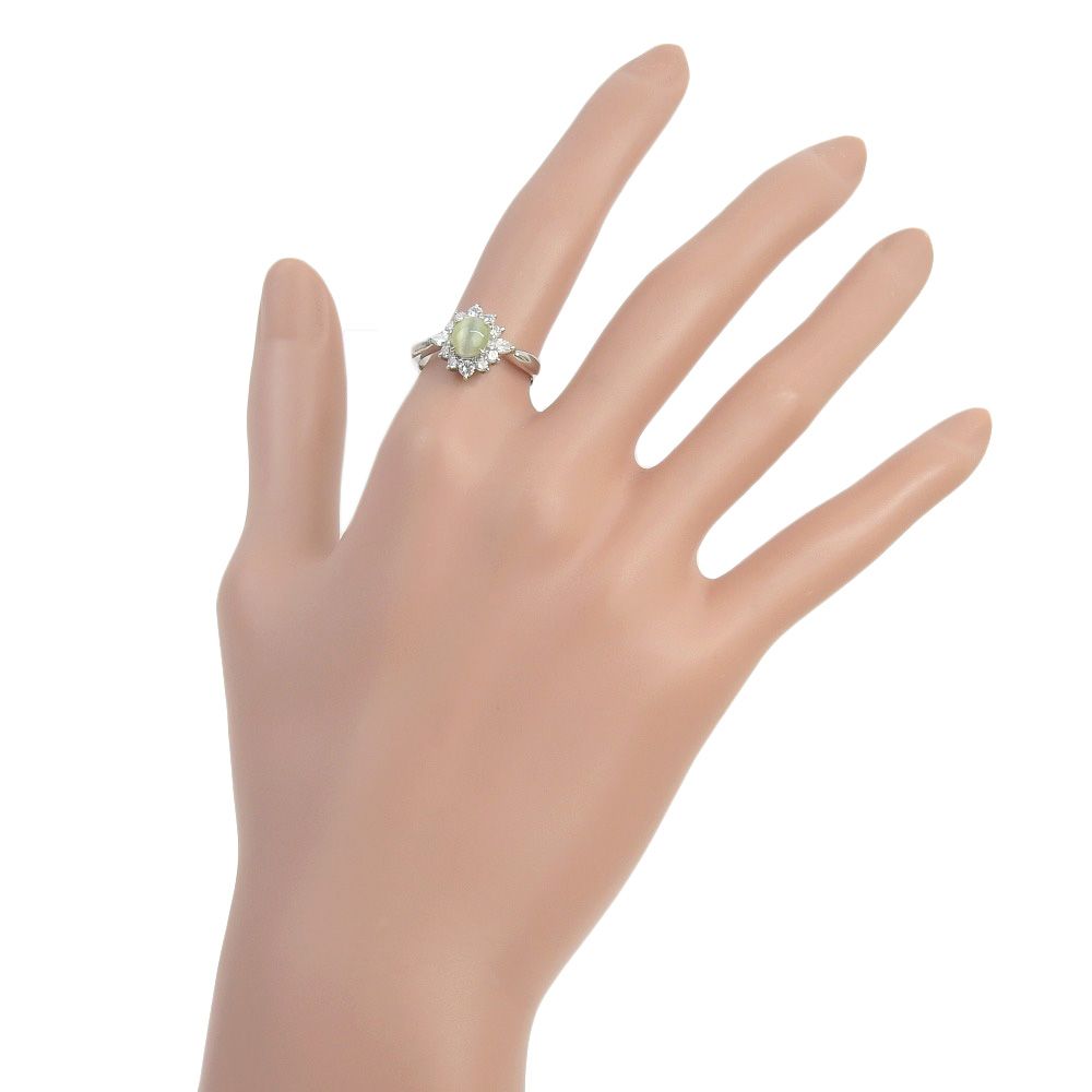 Pt900プラチナ×ダイヤモンド×キャッツアイ 14.5号 1.115/D0.50  