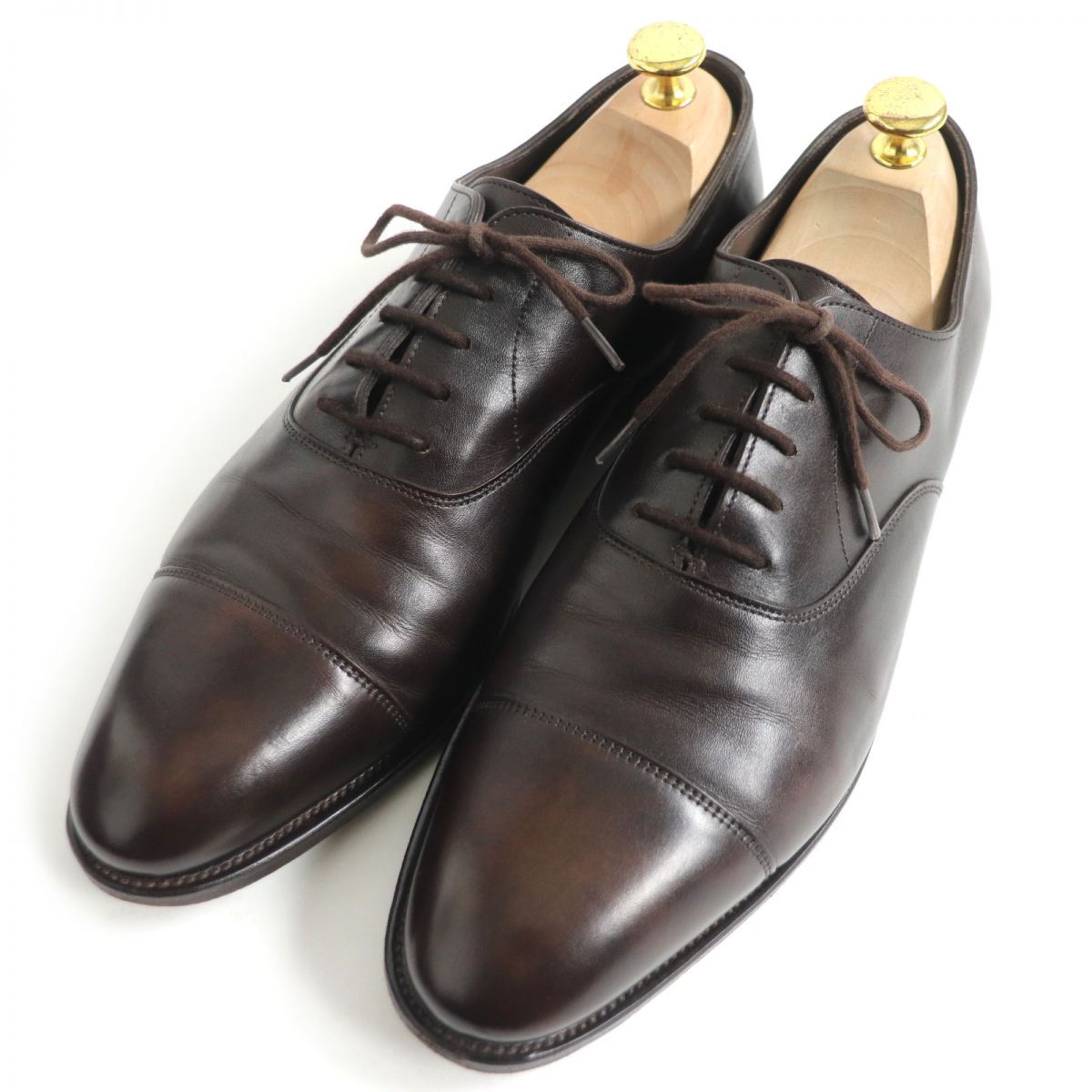 美品□JOHN LOBB/ジョンロブ CITY2/シティ2 LAST 7000 ストレートチップ/キャップトゥ レザー ドレスシューズ ブラウン 7  1/2 英国製 箱付