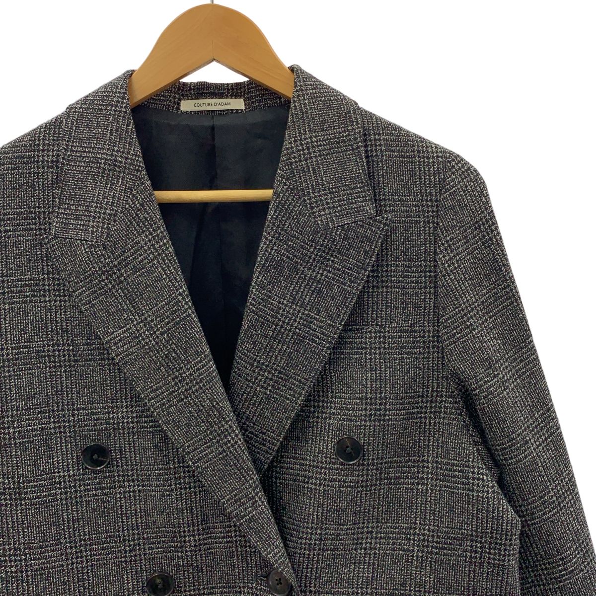 COUTURE D ADAM クチュールドアダム グレンチェック オーバーサイズ ジャケット 36 ブラック ホワイト レディース