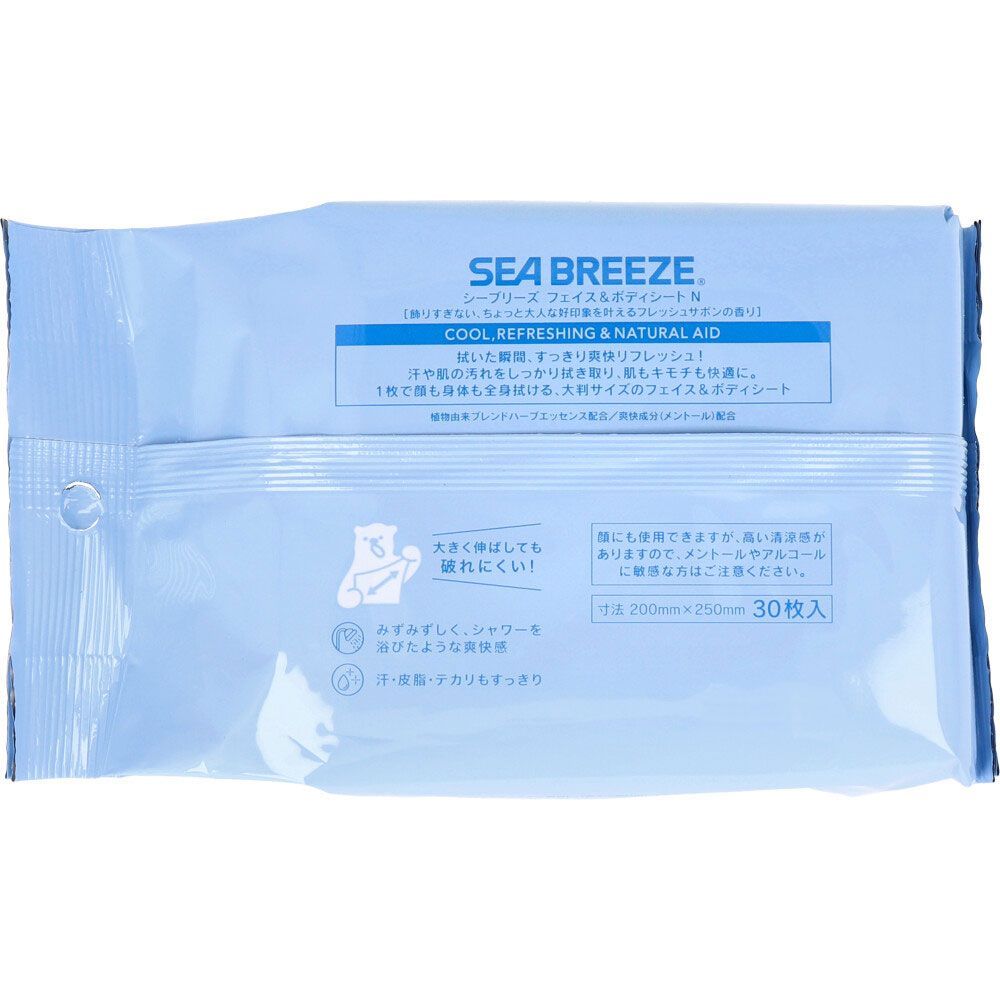 SEABREEZE シーブリーズ フェイスu0026ボディシート N 大判サイズ フレッシュサボン 30枚入り X6パック