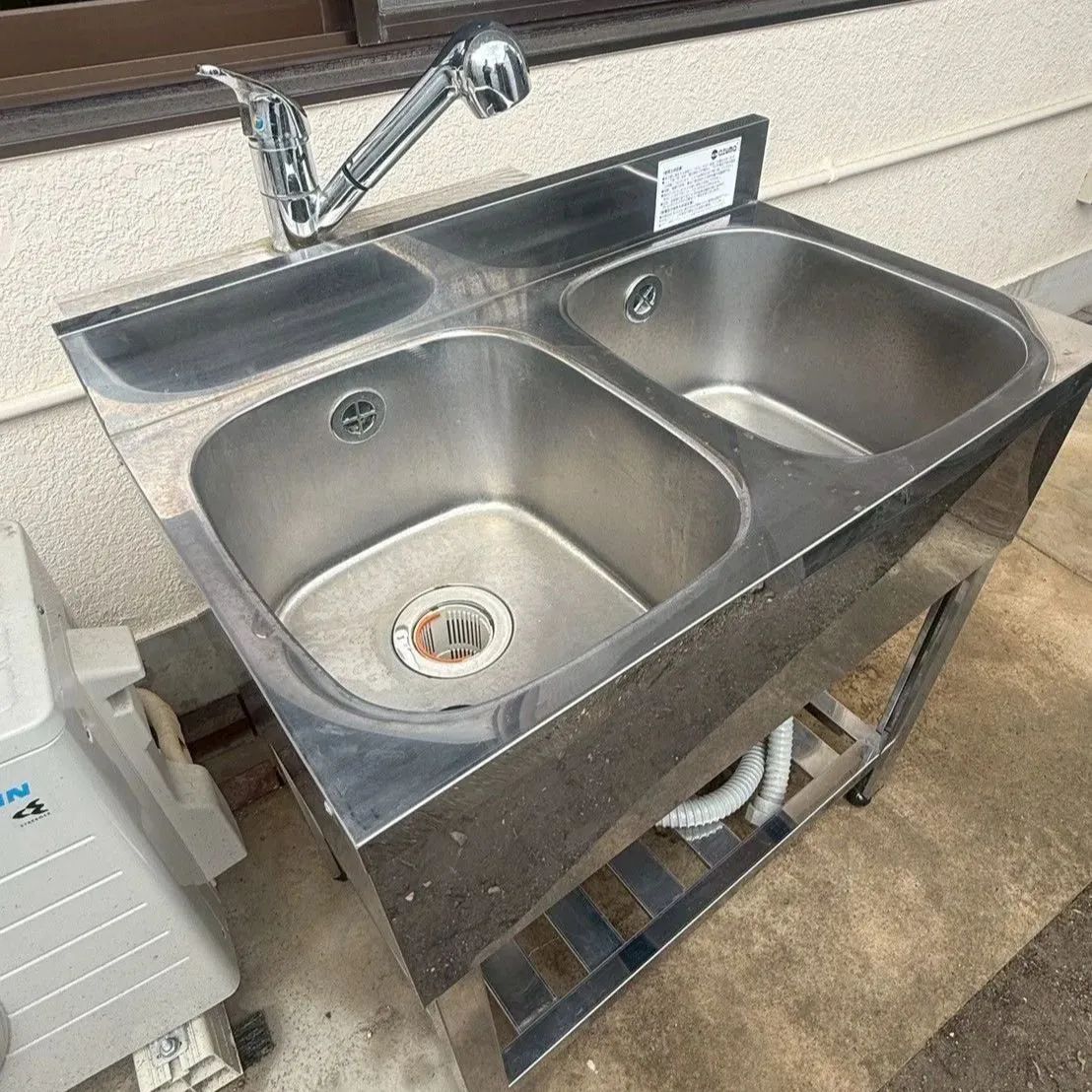 アズマ 業務用 ステンレス 流し台 二槽 シンク W750D440H910