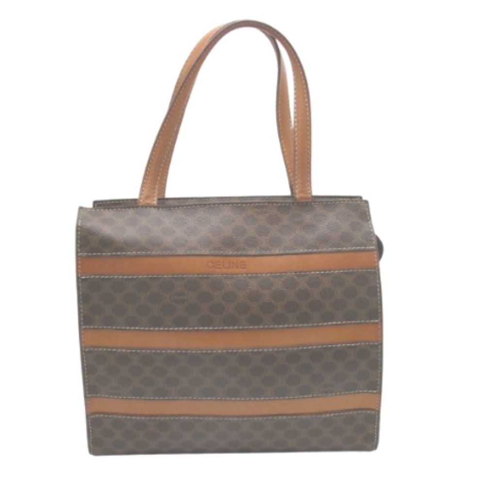CELINE セリーヌ ハンドバッグ マカダム柄 PVCレザー ブラウン