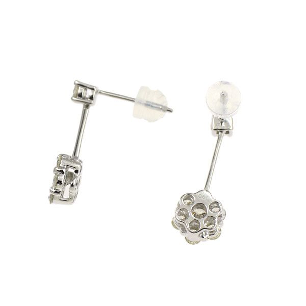 K18WG ダイヤモンド ピアス 1.20ct フラワー
