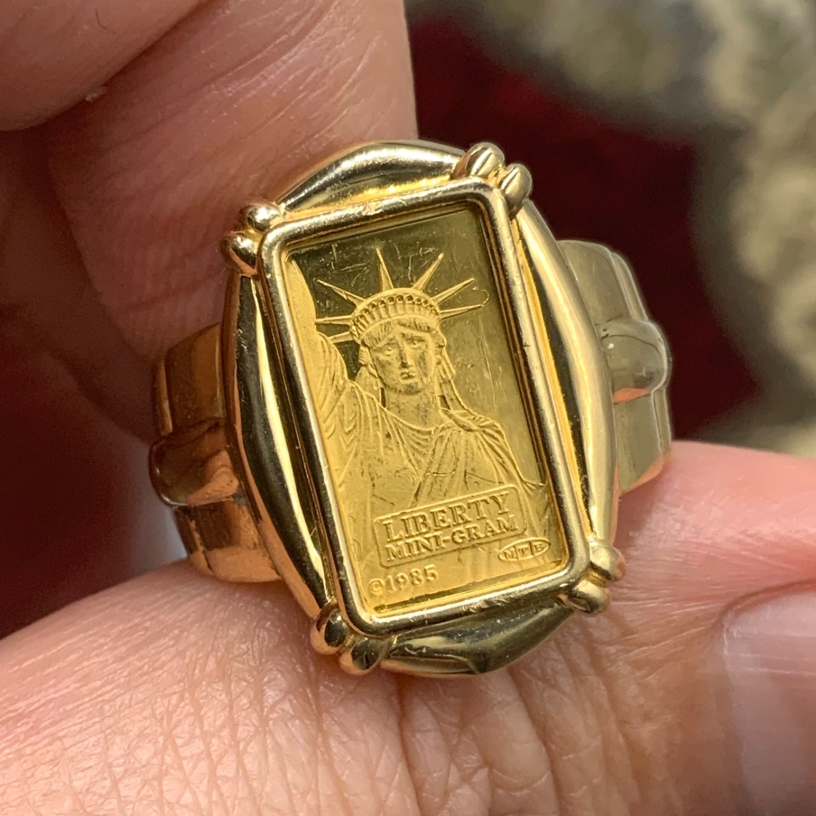 K24 リバティ1gバー リング指輪 枠K18 - メルカリ