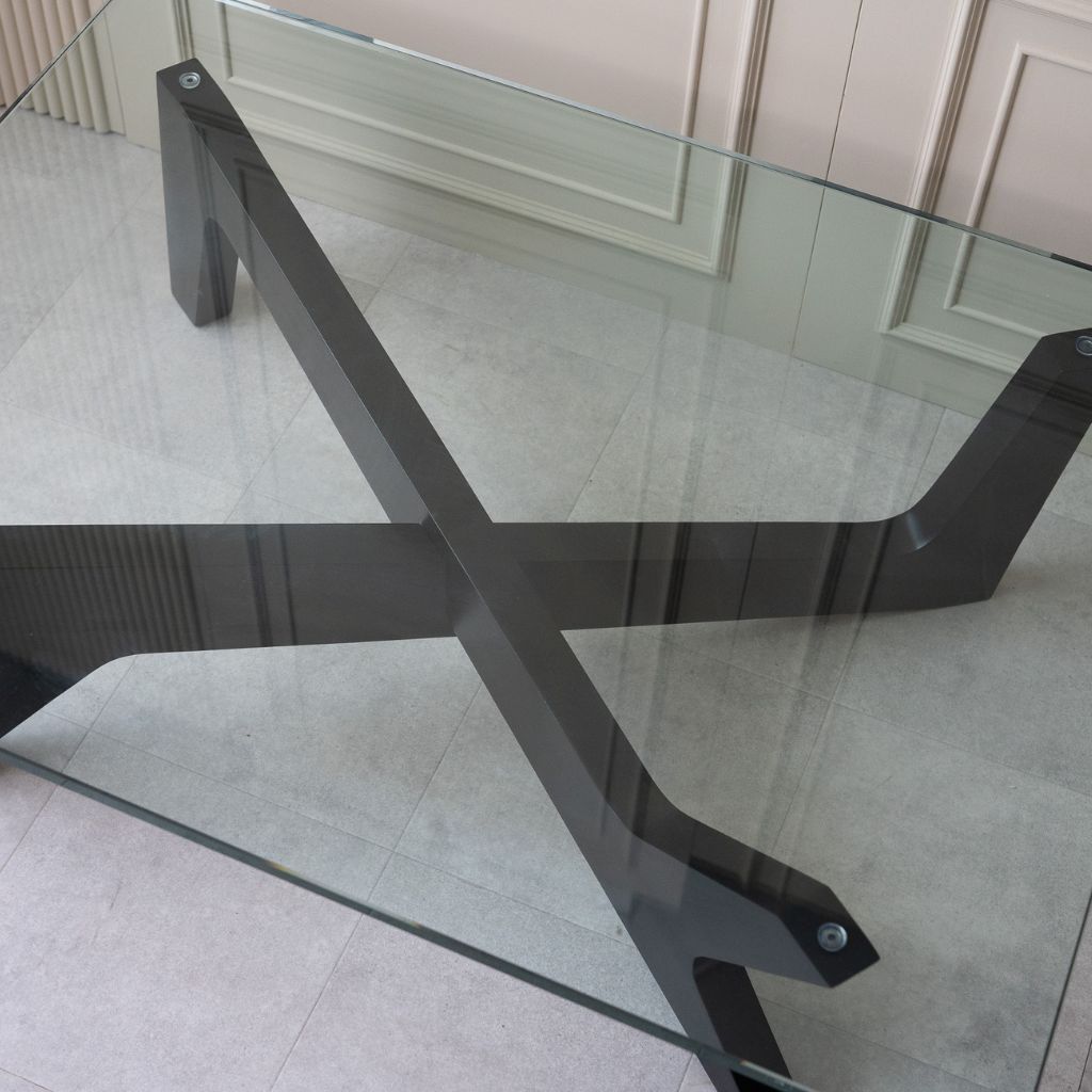 Outlet】Cross Coffee Table Black Glass-Top / 【アウトレット