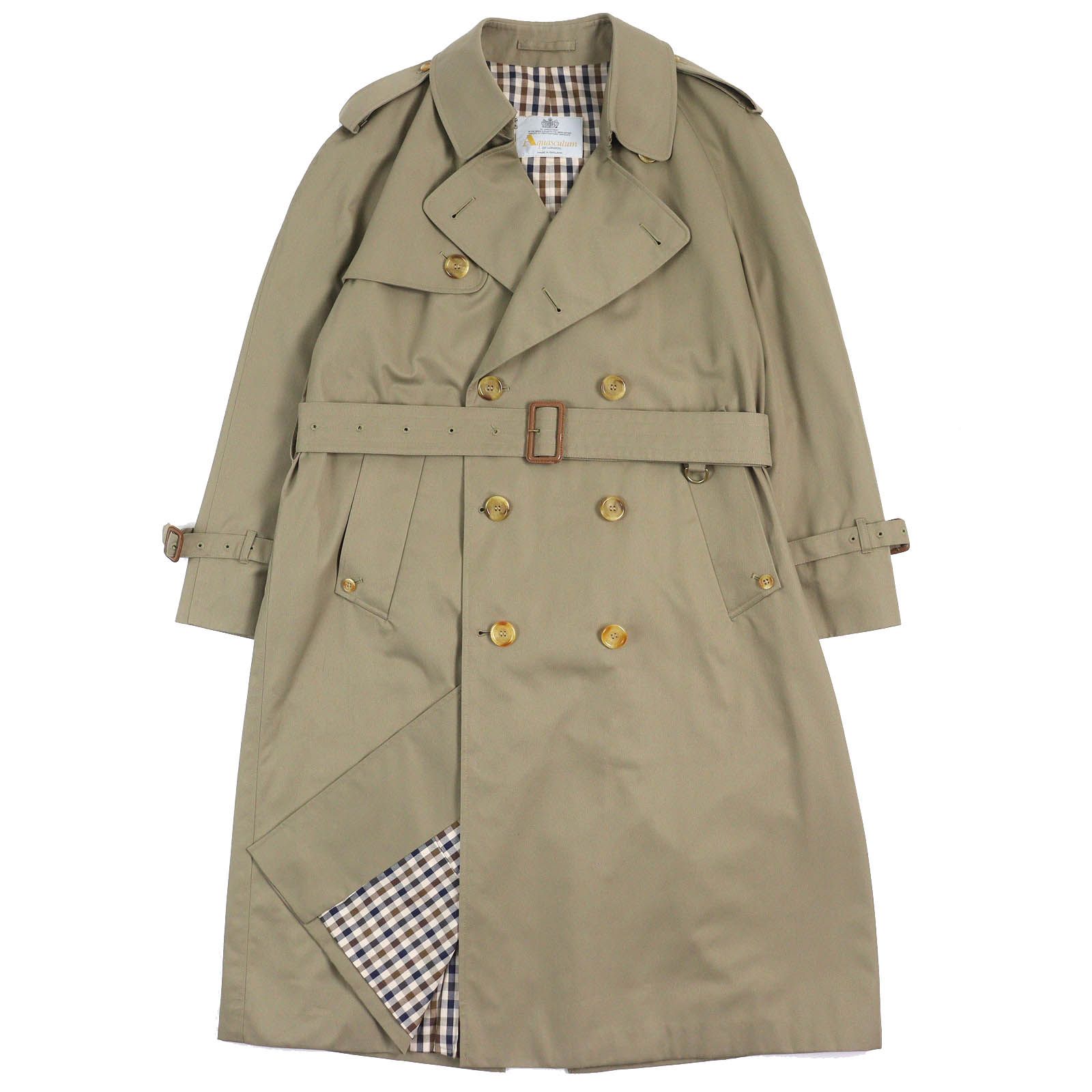 良品△Aquascutum アクアスキュータム コットン 裏地チェック柄