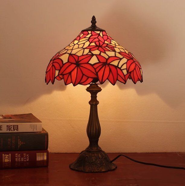 ステンドランプ ステンドグラス アンティーク 花柄 レトロな雰囲気がおしゃれ ティファニー デスクライト照明