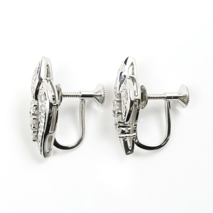 MIKIMOTO ミキモト K18WG ホワイトゴールド ダイヤ イヤリング  