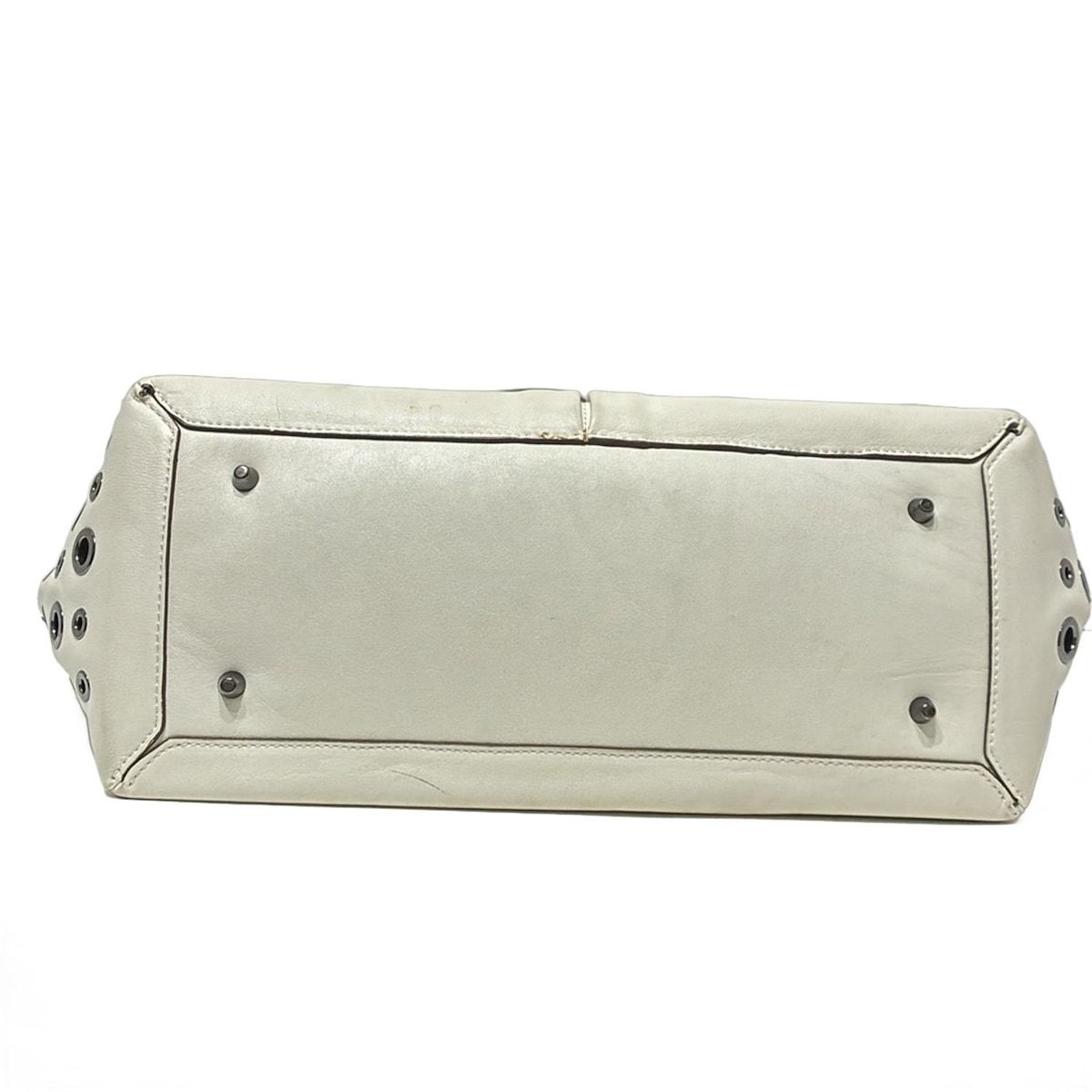 美品 Anya Hindmarch レザー編み込み ハンドバッグ ホワイト