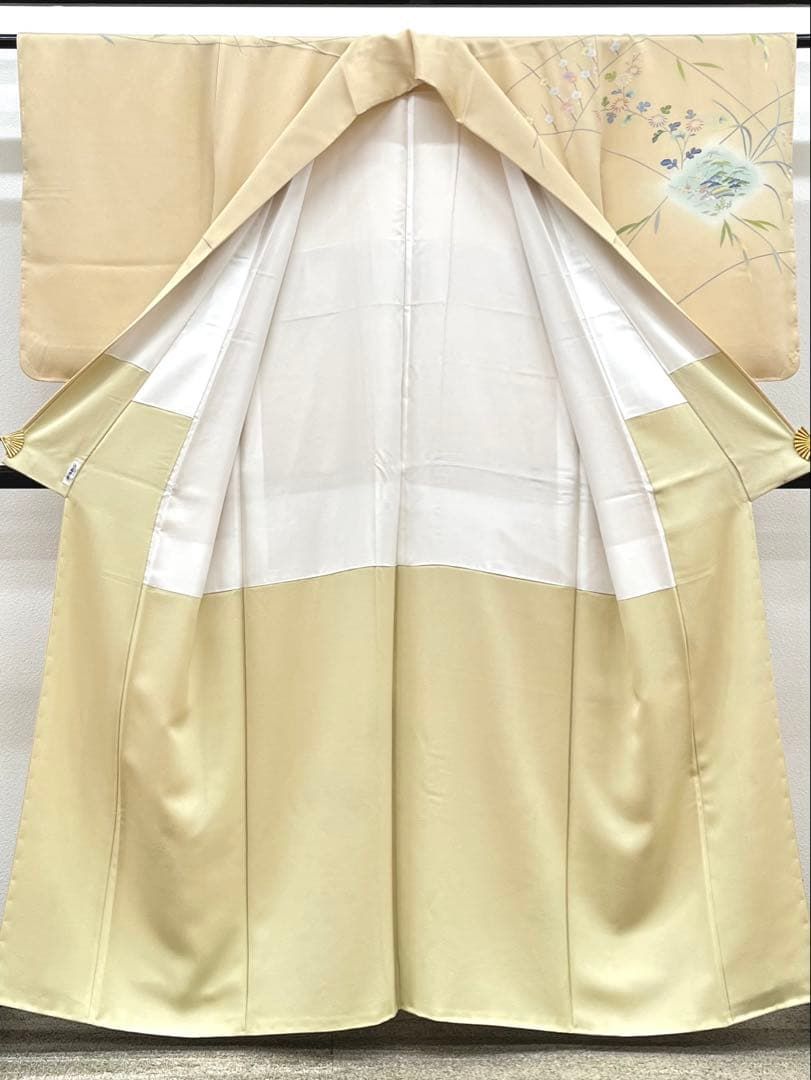 人間国宝 上野為ニ 京友禅 落款入 訪問着 正絹 パールトーン加工済 X496 人間国宝 上野為ニ 京友禅 落款入 訪問着 正絹 パールトーン加工済