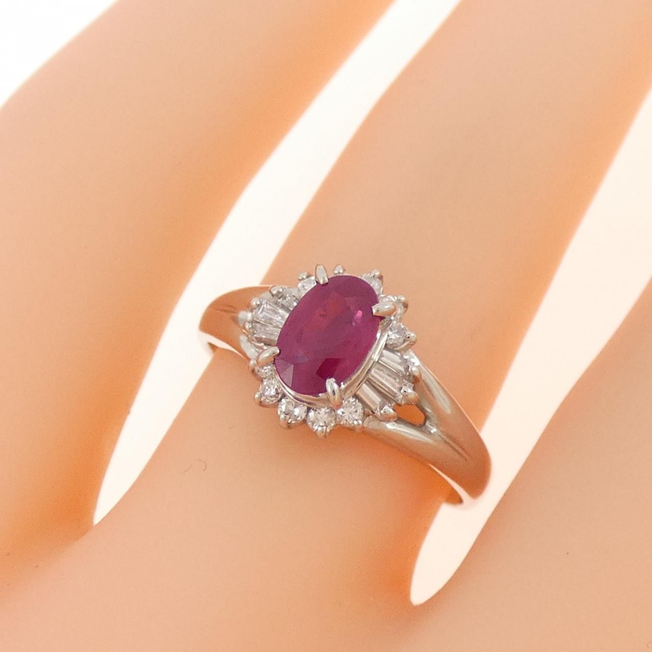 Pt850 ルビー ダイヤモンド リング 0.64ct D0.17ct — セルビー