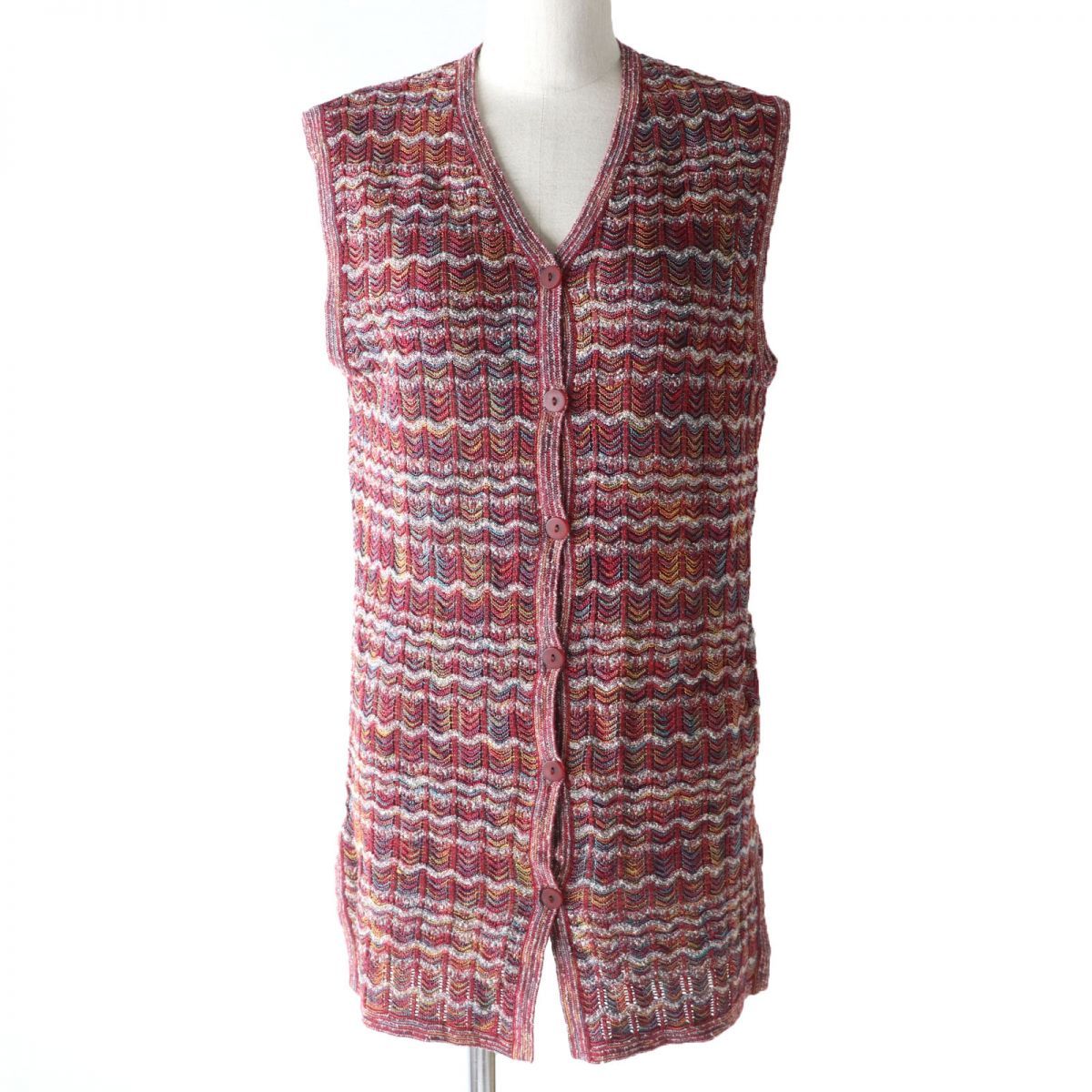 Missoni ミッソーニ 総柄 ノースリーブ ニットベスト 50 ネイビー レディース