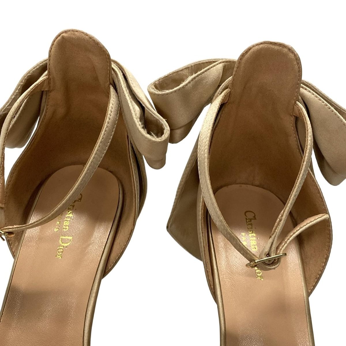 Dior ピンクベージュリボンサンダル 36サイズ ディオール/クリスチャンディオール サンダル 36 レディース - ピンク