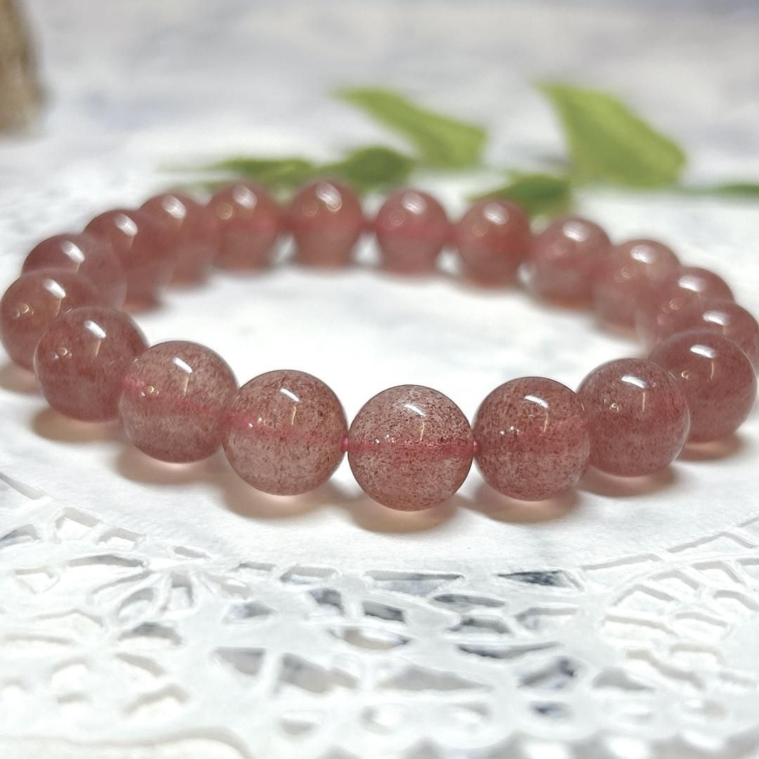 ストロベリークォーツ＊10㎜＊ロシア産＊ブレスレット＊Strawberry Quartz