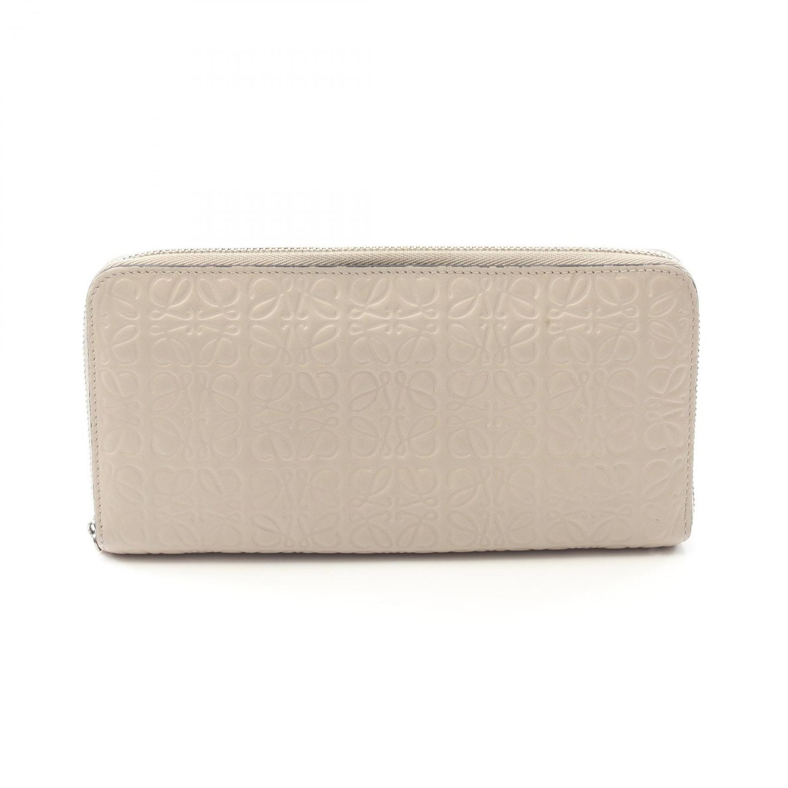 ロエベ LOEWE ラウンド長財布 REPEAT リピート アナグラム ベージュ レザー リピートジップアラウンドウォレット レディース Used B