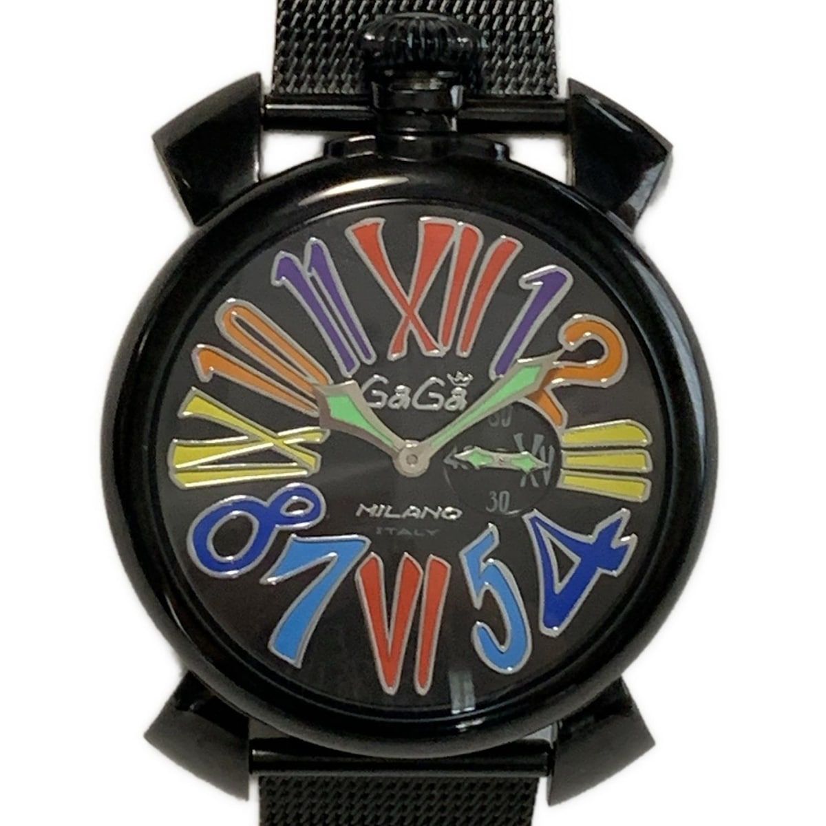 GAGA MILANO ガガミラノ 腕時計 マヌアーレ 46 5082.1 メンズ 黒×マルチ