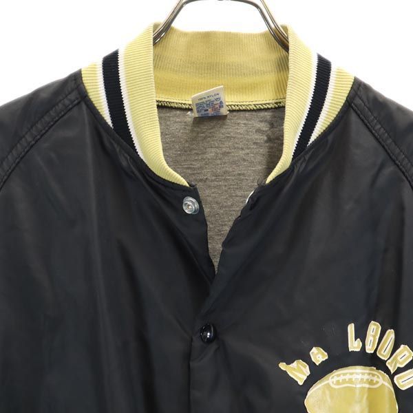 90's ラッセル レザー スタジャン 90年代 RUSSEL Lサイズ 90s USA製 Russell athletic 無地 スナップボタン 無地