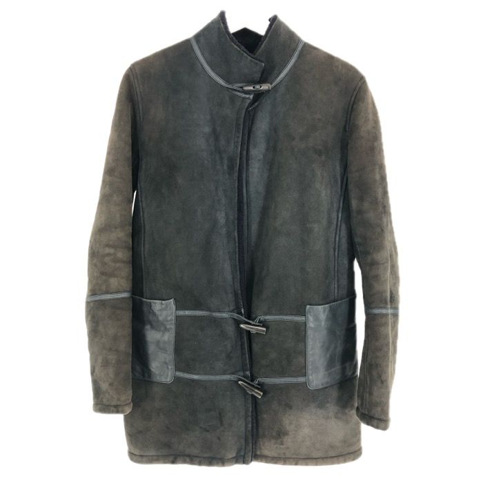 LOEWE ロエベ トグル ムートンコート 羊革 ダークグレー系【中古 
