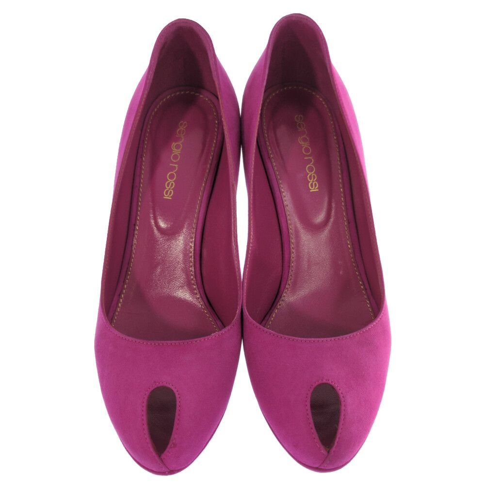 sergio rossi セルジオロッシ スエード ヒール パンプス靴 36 1 2 ピンク 翌日配送可 ♀ B レディース 593713