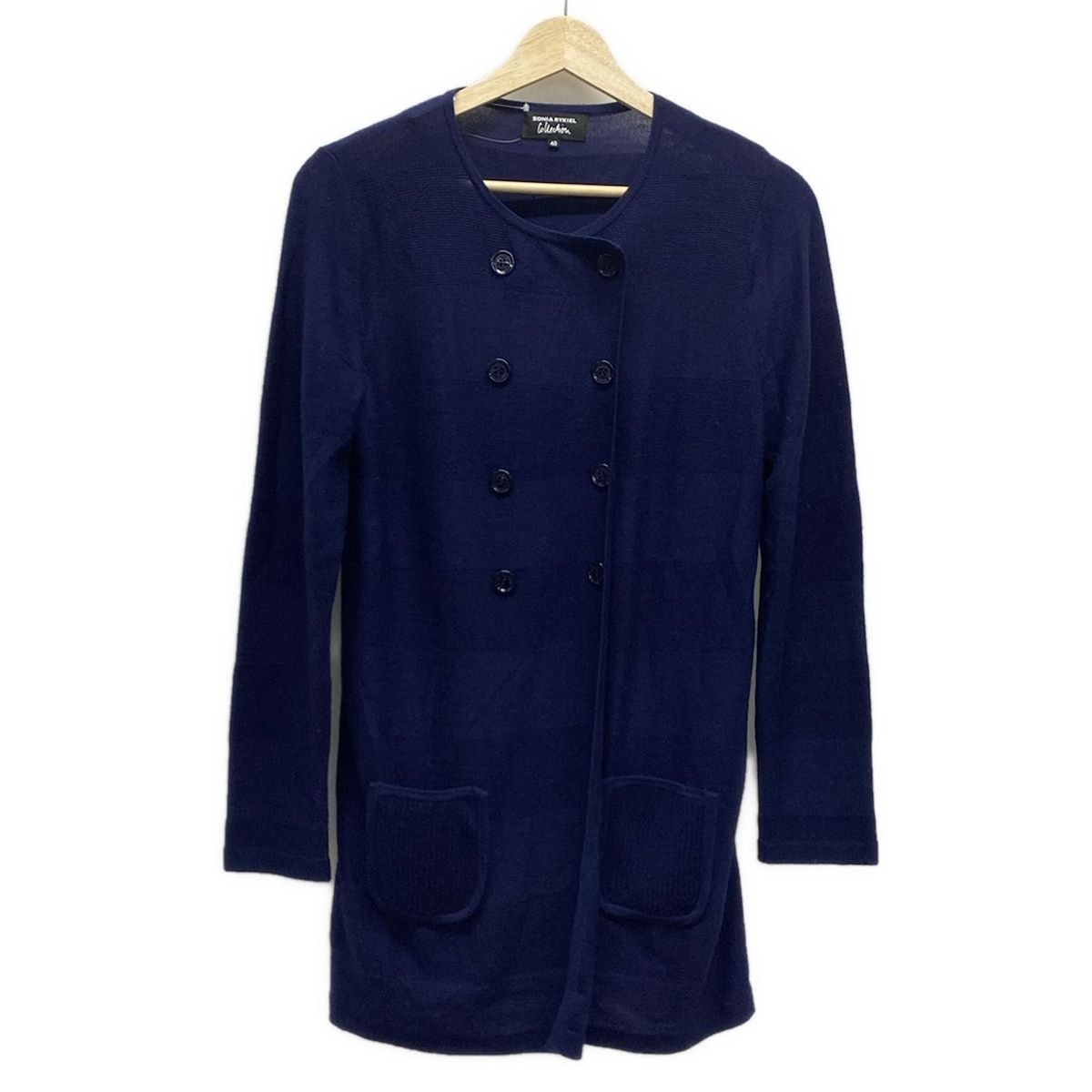 SONIARYKIEL ソニアリキエル カーディガン サイズ40 M レディース ネイビー ダブルボタン ロング丈 Collection
