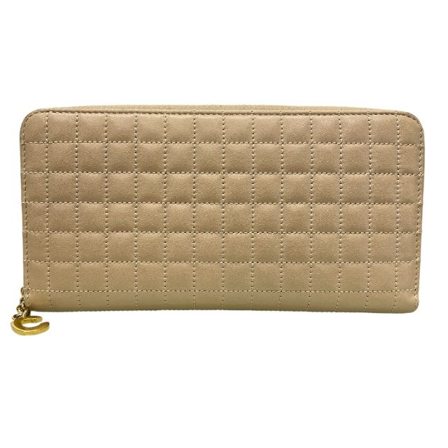 セリーヌ S-AT-4158 S-GA-4178 財布 長財布 レディース ラウンドファスナー キルティング レザー Cチャーム ベージュ CELINE 上品な印象 感あるデザイン 洗練された佇まい