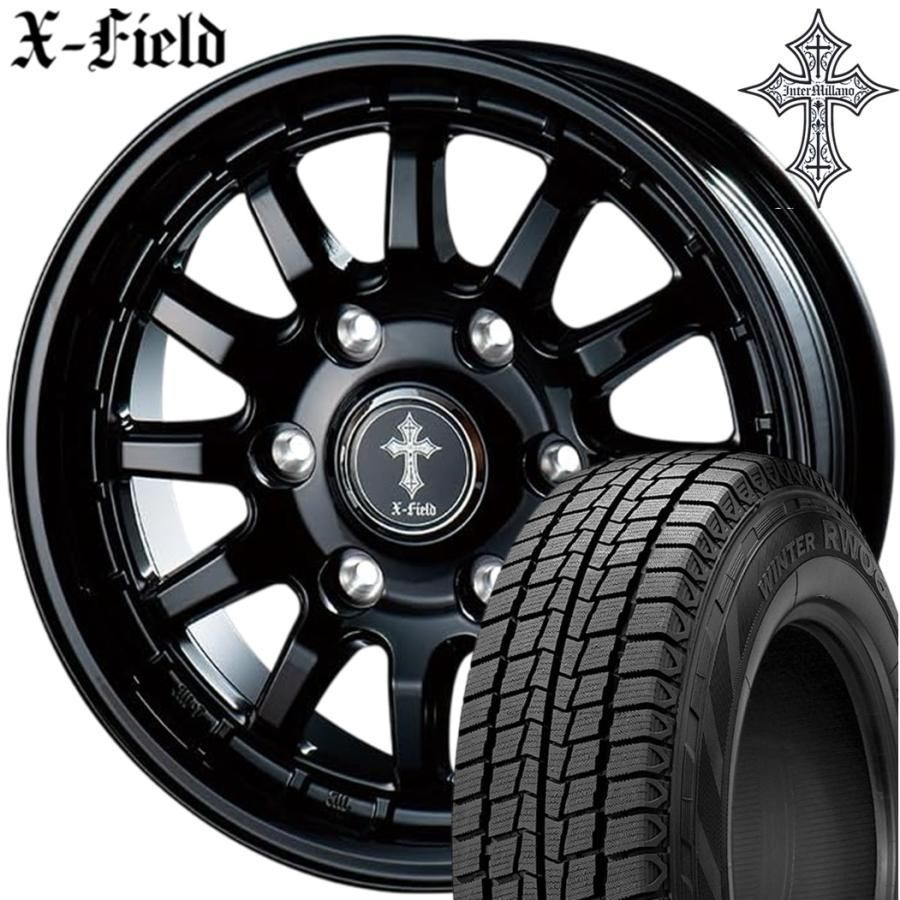 期間 スタッドレス ベスト X-FIELD α クロスフィールド アルファ 15ｘ6.0 ＋33 6H 139.7 ブラック ｘ４本 製 ハンコック RW06 195 80R15