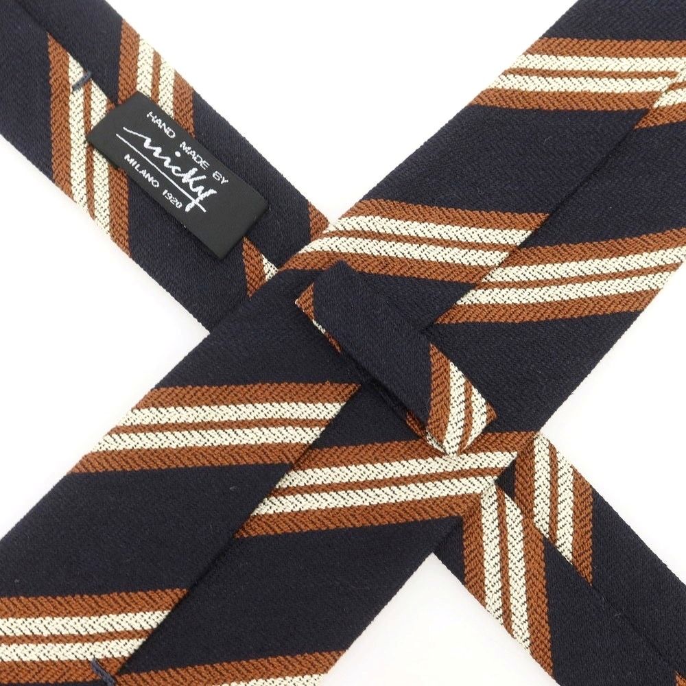 ニッキー nicky シルク ストライプ柄ネクタイ ダークネイビーxブラウン メンズ