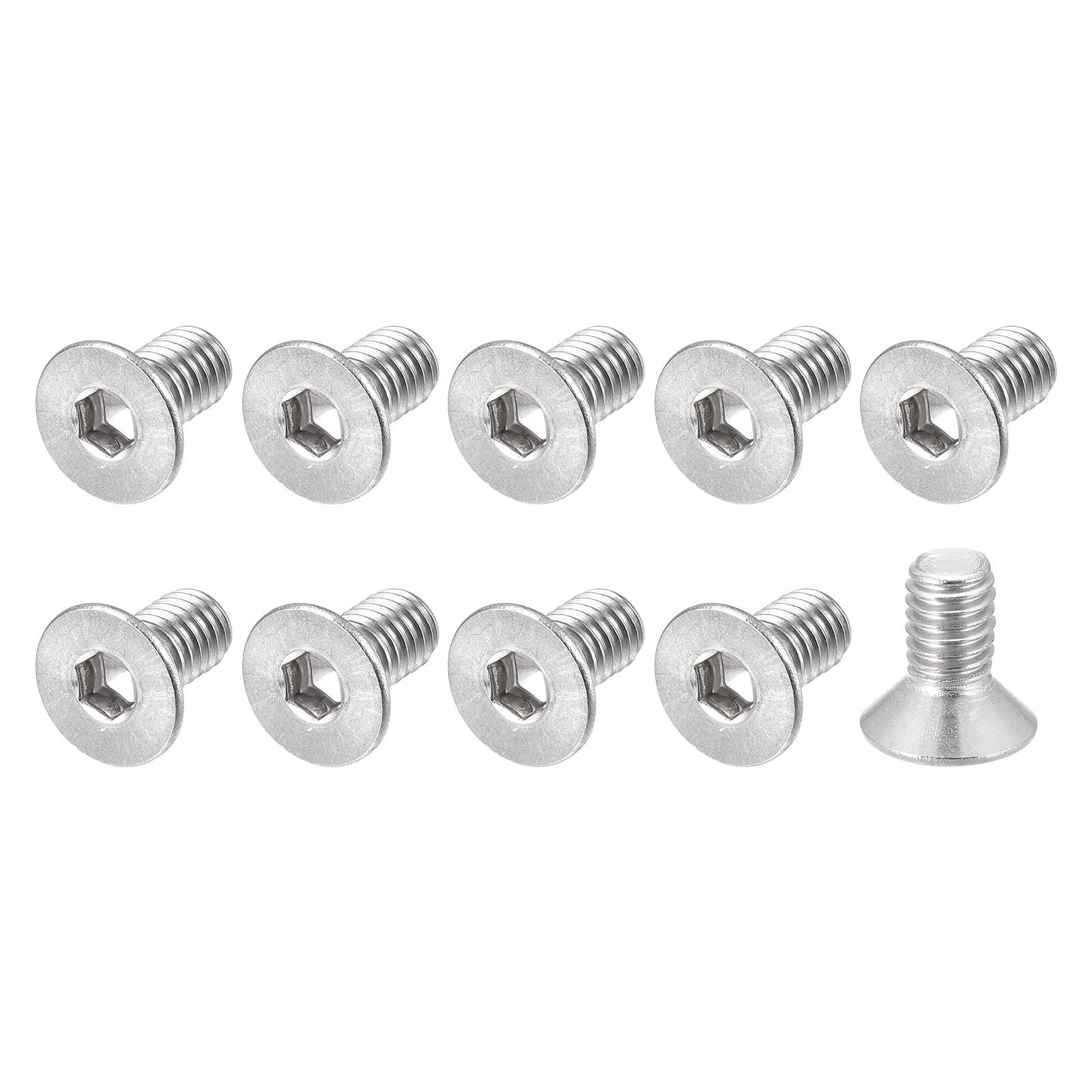 METALLIXITY フラットヘッド皿頭機械ねじ M6x12 mm 10個 304ステンレス鋼 六角穴付ボルト 機械 家具 DIY用