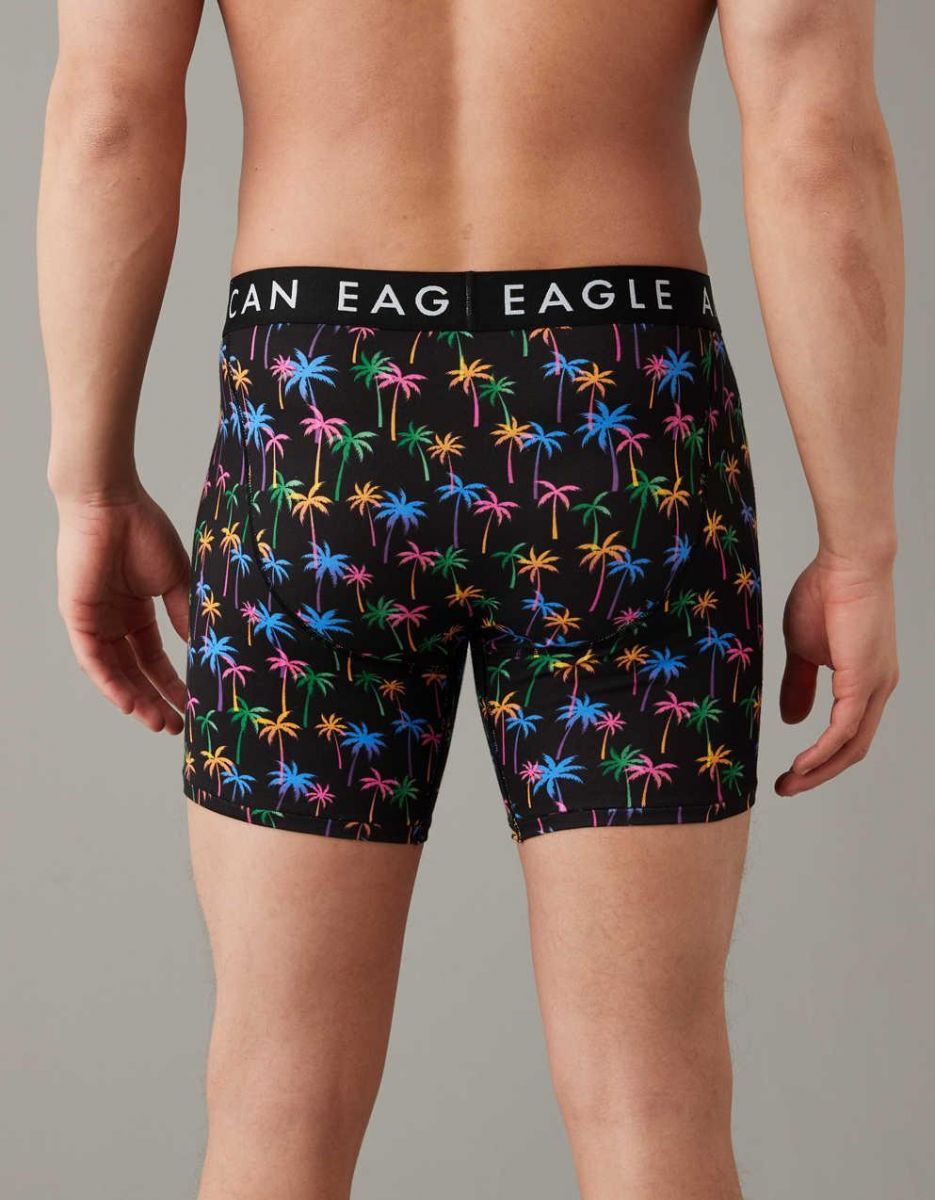 AMERICAN EAGLE/Sサイズ/ボクサーブリーフ 0235-3965 快適 伸縮性◎ パームツリー ヤシの木 トランクス 新品/黒×マルチ/ih193/