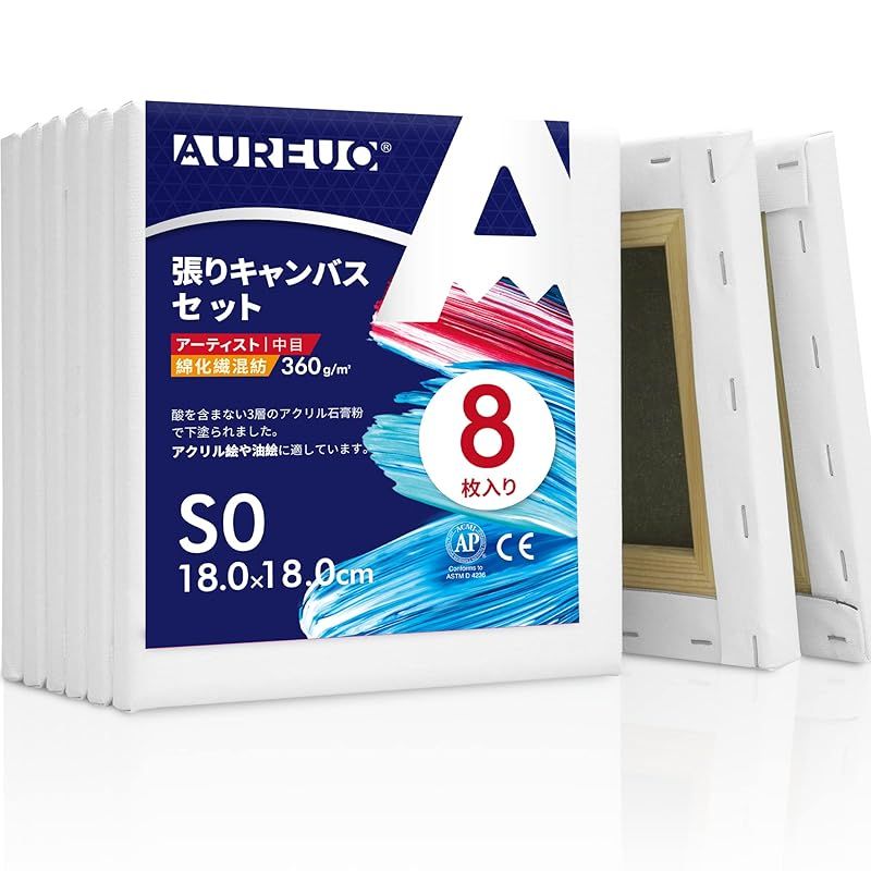 経年未使用品 張りキャンバス F15号 2種8枚セット マルオカ工業 シミ